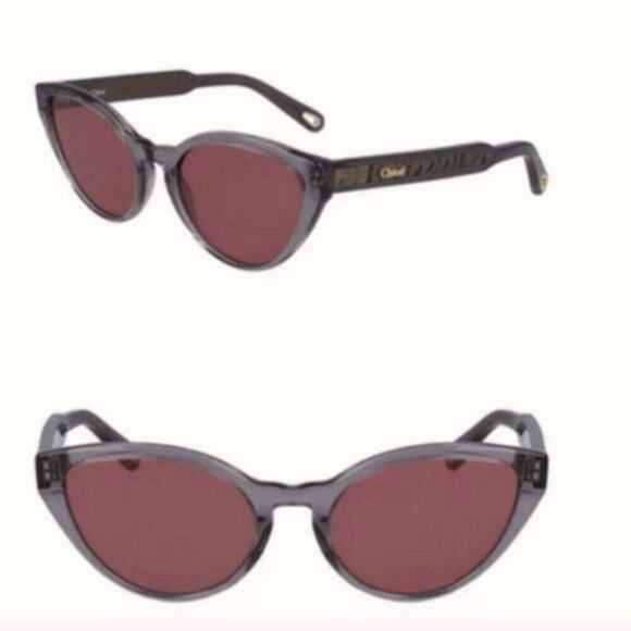 Chloe Willow 55 mm Cat Eye Sunglasses Black with purple lenses - Picture 1 of 7